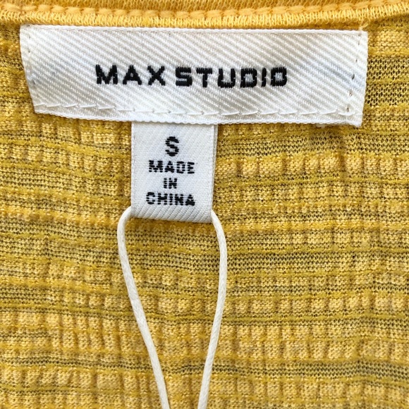 Max Studio Small Shirt Pullover Yellow Twist Front V-Neck Light Spring Top - Picture 2 of 6
